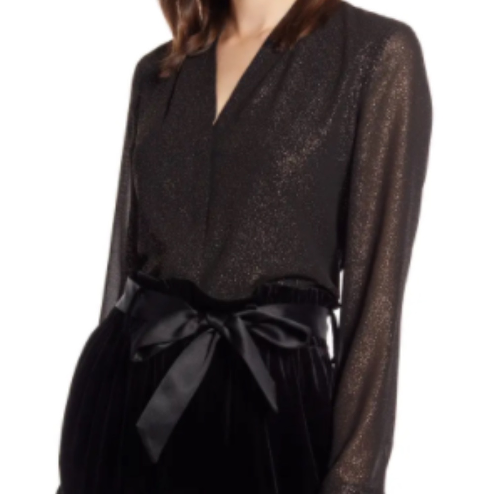 Halogen Sparkle Dot Blouse NWT